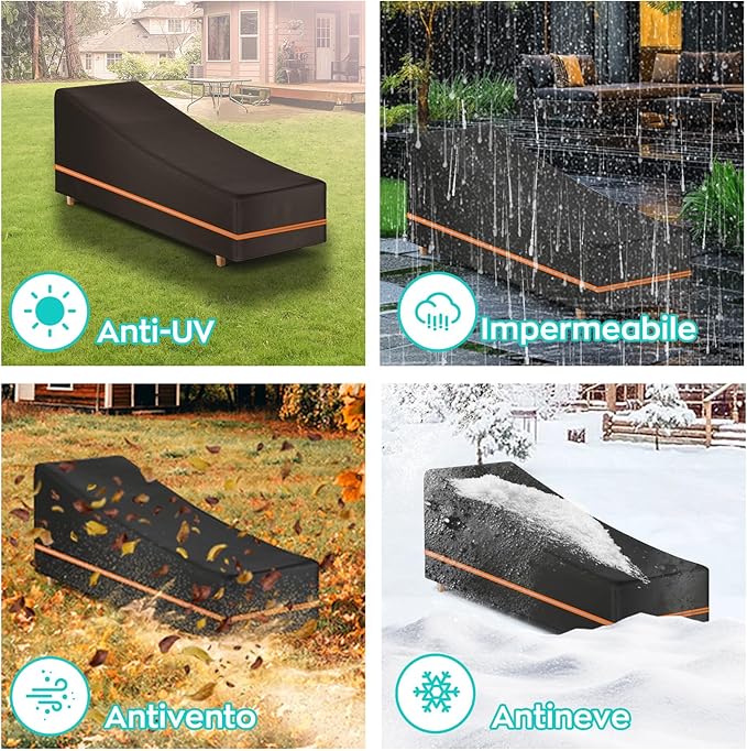 Waterproof Garden Sunbed Cover,Heavy Duty 600D Oxford Fabric Windproof Outdoor Sun Lounger Covers Anti-UV Patio Sunbed Lounger Cover (2PCS-79''x30''x28'')