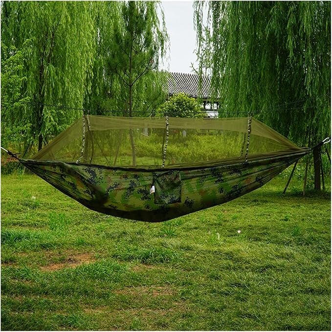 Hammock. Lightweight Portable Outdoor Camping Hammock with Mosquito Net Parachute Fabric Hanging Bed Sleeping Swing .Hammocks for Outside(Camouflage)