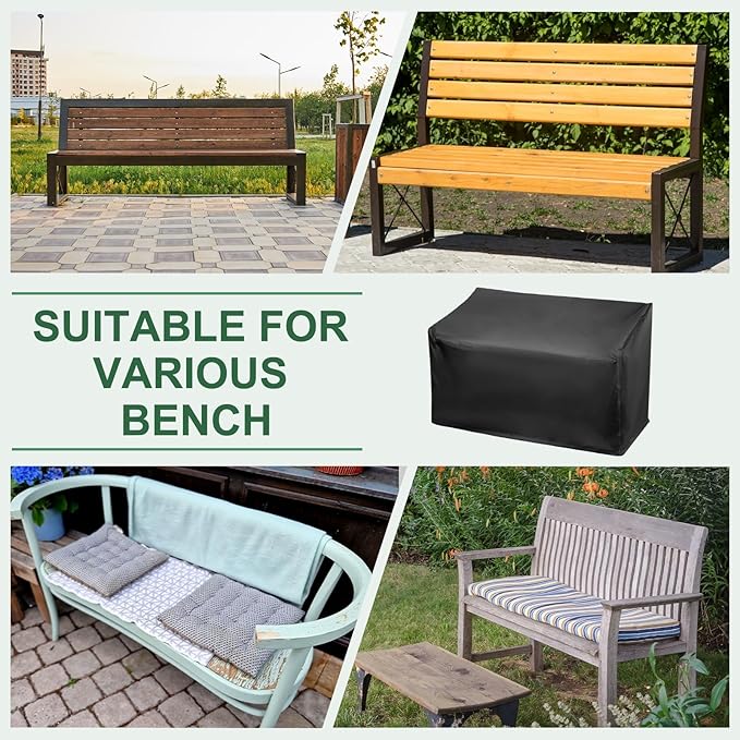 PATIKIL Outdoor Bench Cover, 210D Oxford Heavy Duty Waterproof Patio Furniture Covers for Garden Sofa Chair Table Zero Gravity, 53"L x 26"W x 35"T, Black
