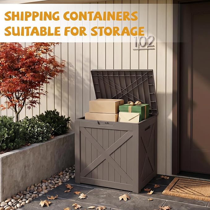 40-Gallon Outdoor Storage Box, Waterproof Deck Box for Patio Cushions, Garden Tools, Pool Accessories, Lockable Outside Storage Bin for Backyard & Deck (Grey)