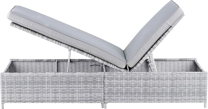 Elle Decor Vallauris Patio Outdoor Furniture Collection, Premium All Weather Wicker, Storage Chaise Lounge, Gray