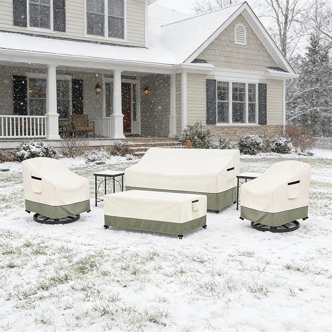 Patio Furniture Covers 4 Piece Set,600D Heavy Duty Waterproof Outdoor Furniture Covers,for Outdoor Couch, Swivel Rocker Chair, Coffee Table