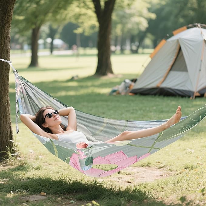 Hammocks for Outside Summer Flowers Camping Hammock Portable Hammocks with Tree Straps and Carry Bag Camping Accessories for Hiking Beach Outdoor