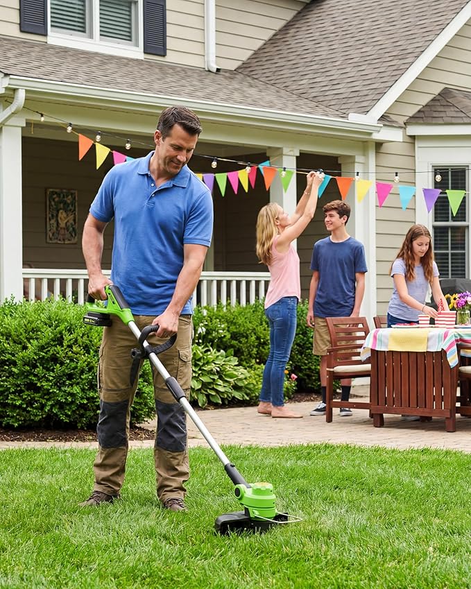 20V Battery Grass Trimmer, with 2.0A Lithium Batteries, 8 Grass Cutting Lines, Electric Lawn Trimmer, Battery Powered Garden Grass Cutting Tool