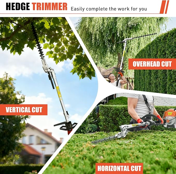 Baotree 52cc 3 in 1 Multi Functional Trimming Tools, 2-Stroke Brush Cutter Gas Powered,Gas Weed Eater Trimmer with 3 Detachable Trimming Heads for Weeds and Grass
