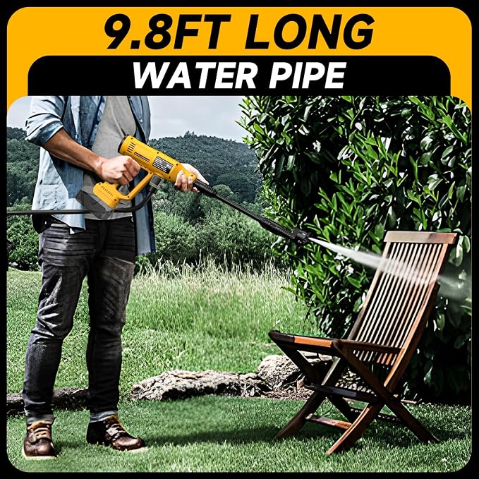 SLENJADFIN Cordless Portable Washer Compatible with Dewalt 20V Battery, Portable Handheld Cleaning Tool with Brushless Motor, 6-in-1 Nozzle, 4 Level Adjustable for Car Floor Fence Wall (Tool only)