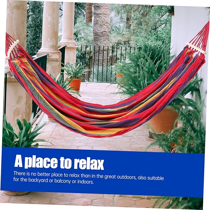 BESPORTBLE Outdoor Hammock Swing Bed Striped Canvas Camping Hammock Garden Travel Rope Without Stand for Men Women Boys and Girls