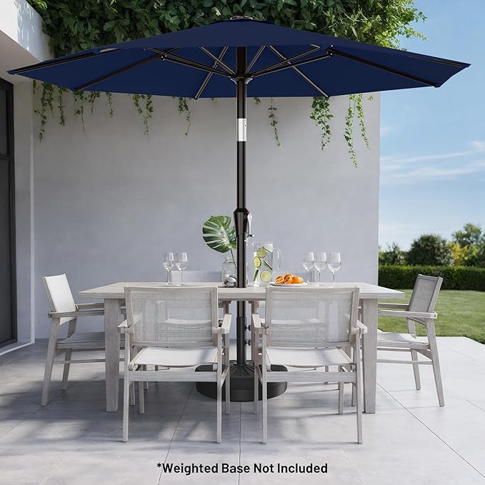 AreShark 10 FT Outdoor Patio Umbrella, Patio Table Umbrella with Push Button Tilt and Crank, Outdoor Patio Umbrellas with 8 Fiberglass Ribs, Patio Umbrellas for Market, Garden, Pool (Navy)