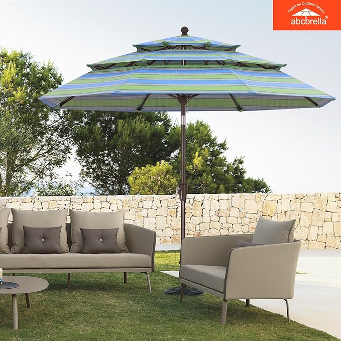ABCCANOPY 5-Year 10-Year No Fading 9FT 3 Tiers Patio Umbrella, Outdoor Table Umbrella with 8 Sturdy Ribs for Deck, Backyard, Garden, Yard