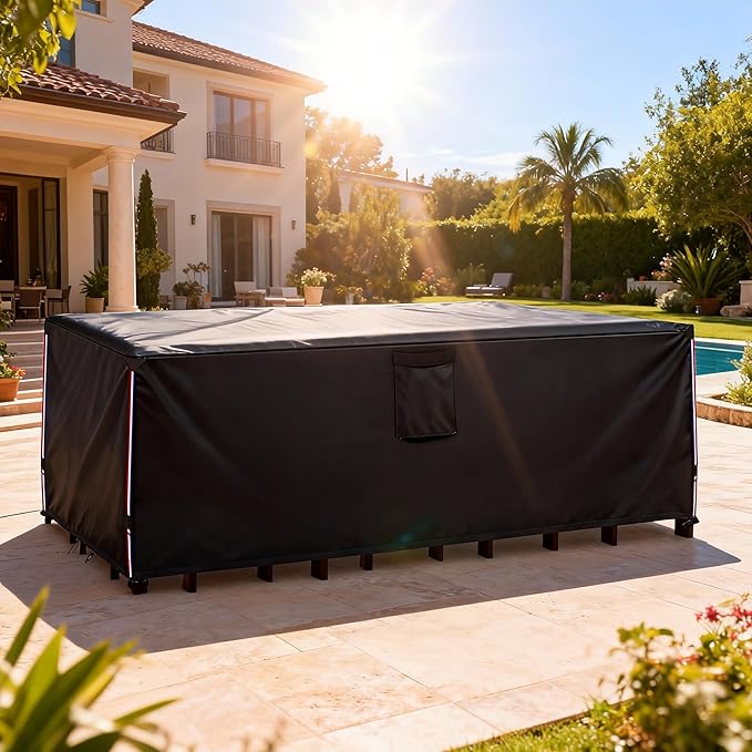 Patio Furniture Covers Waterproof,Heavy Duty Outdoor Furniture Covers, Rectangle Patio Table Cover Fits 5-8Piece Sectional Set Outdoor Chair Couch Table Sets (88" L x 62" W x 28" H)