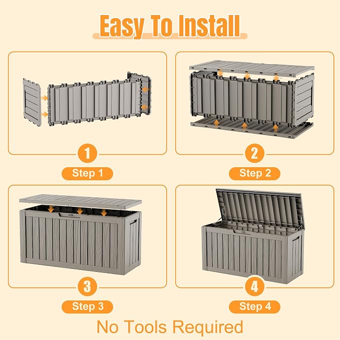 Outdoor Storage Box,140 Gallon Resin Deck Box,Waterproof & UV Resistant Lockable Package Delivery Bin,Toy Cabinet for Indoor & Outdoor