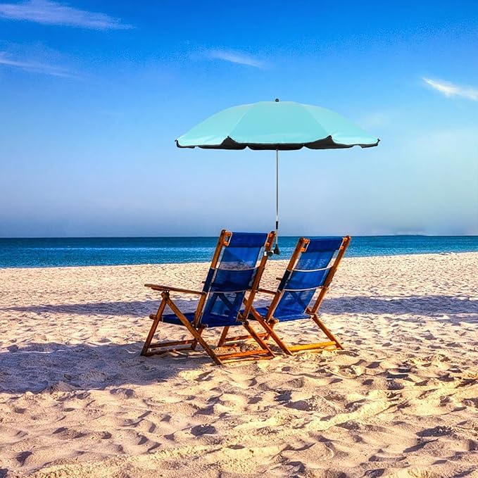 Beach Chair Umbrella with Universal Clamp,360° Adjustable Sunshade Umbrella,Clip on Parasols for Patio,Wheelchairs,Golf Carts