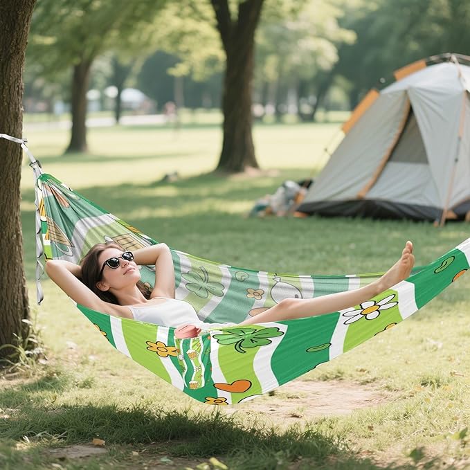 Hammocks for Outside St.Patricks Day Elements Camping Hammock Portable Hammocks with Tree Straps and Carry Bag Camping Accessories for Hiking Beach Outdoor