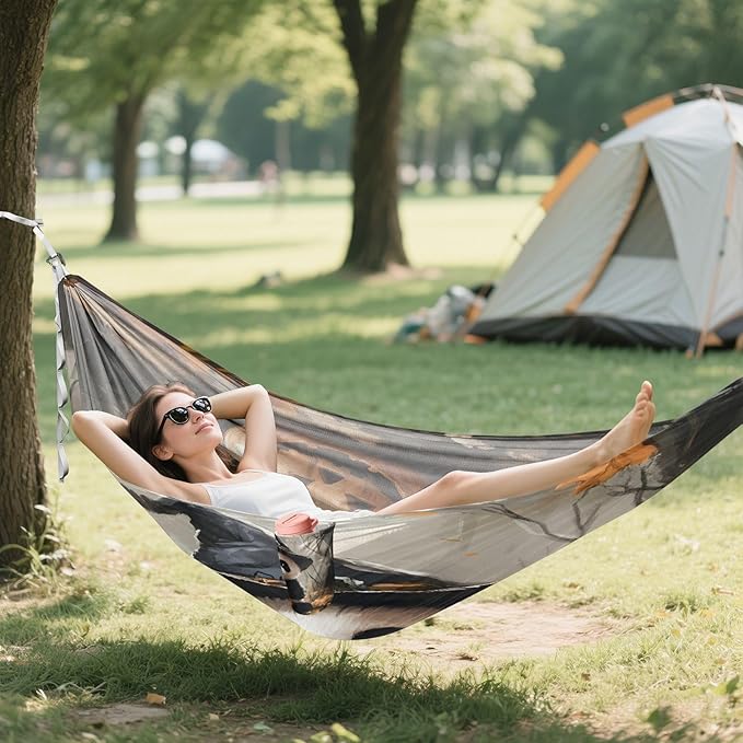 Hammocks for Outside Halloween Panda Camping Hammock Portable Hammocks with Tree Straps and Carry Bag Camping Accessories for Hiking Beach Outdoor