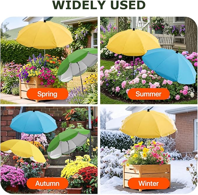 Plant Umbrellas for Outdoor Plants, Upgraded Large Garden Umbrella for Potted Plants Shade with Adjustable Height, 360° Adjustable Direction and Thickened Support Pole, Waterproof Sun Shade for Garden Potted Plants