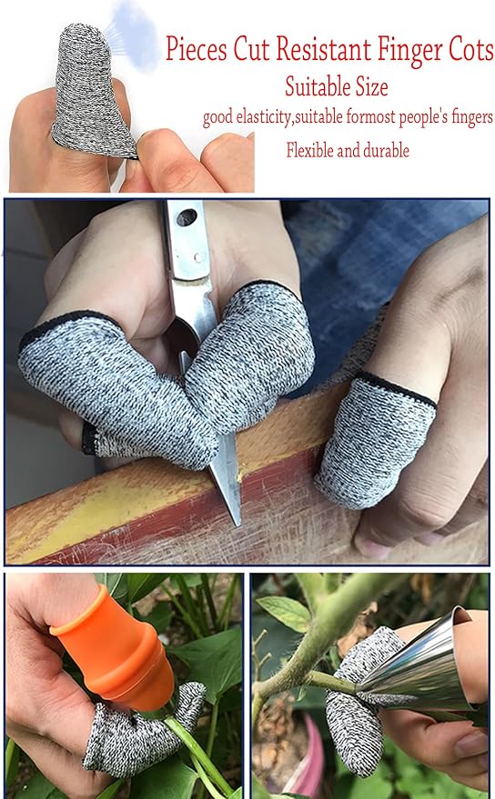 34Pcs Silicone Gardening Thumb Knife Pruner Anti-Cut Finger Cover Tool with Case Pruner Knife-Plants Fruit Vegetable Potted Kitchen Pickers Plant Picking Trim Harvesting Cutter Separator Garden