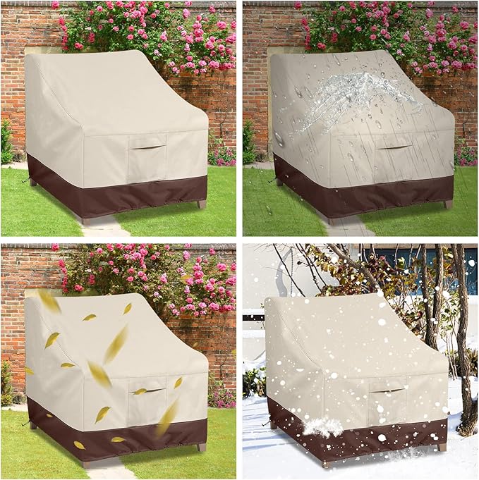 Patio Chair Covers For Outdoor Furniture Waterproof 600D Heavy Duty Oxford Chair Covers For Outdoor Furniture, Outdoor Chair Cover 40"W x 37"D x30"H (1pack-Beige)