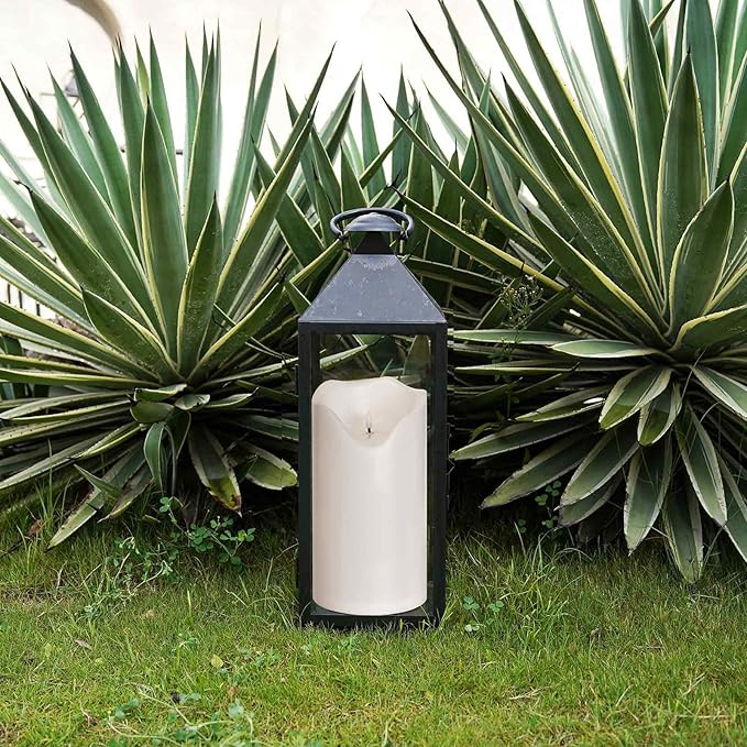 Homemory 6.3" x 12" Extra Large Outdoor Waterproof Candle with Auto 6-Hour Timer, White Plastic Made, Long Last for Months