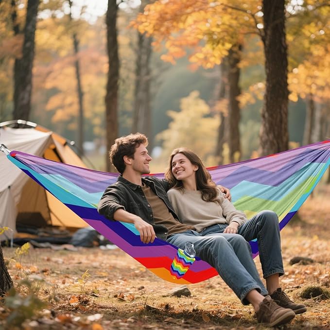 Rainbow Digital Papers 330lb Capacity Hammocks with Tree Straps Indoor Hammock for Camping & Hiking Essential hamaca para adultos