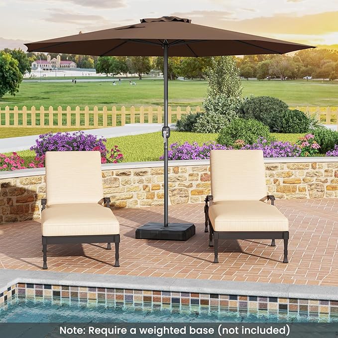 Tangkula 12 FT Patio Umbrella, Double-Tier Outdoor Umbrella with Crank Handle, 8 Sturdy Ribs, Sun-Protective Canopy for Market Table Pool Deck Garden Backyard (Tan)