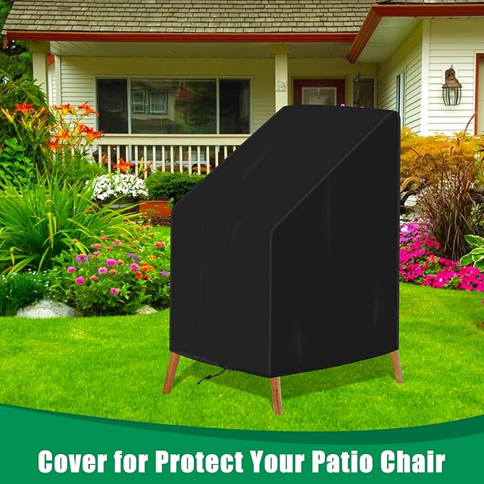 Patio Chair Cover Waterproof, High Back Outdoor Furniture Cover for Stackable Lawn Chair for Protection (28x36x47in)
