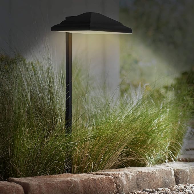 John Timberland Basset 23" High Modern Outdoor Landscape Path Light Porch House Exterior Outside LED Bulb Weatherproof Textured Black Finish Aluminum Metal Shade Front Door Patio Garage Home