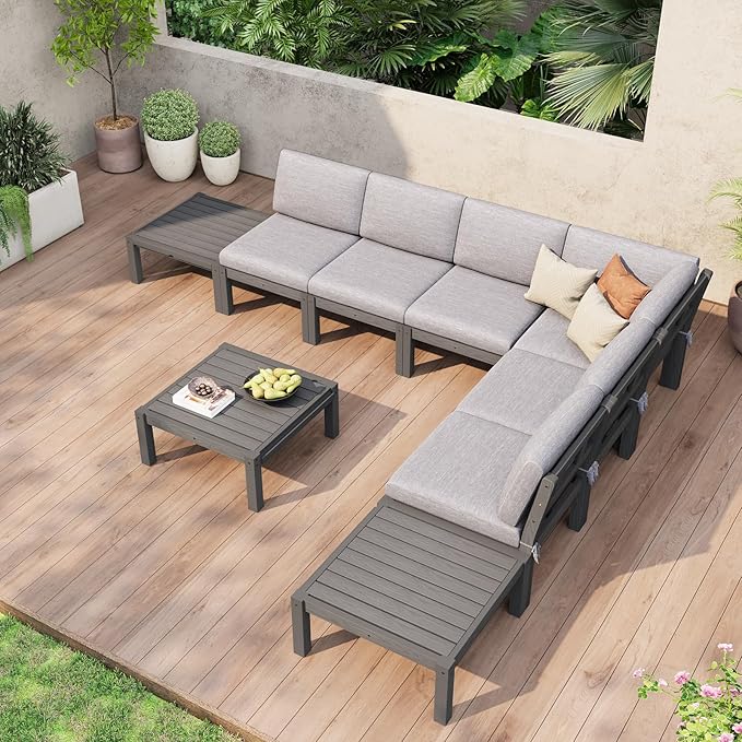 Stoog Modular Armless Chair - Interlocking HIPS Frame Waterproof Seat for Building Sectional Sofas, Grey