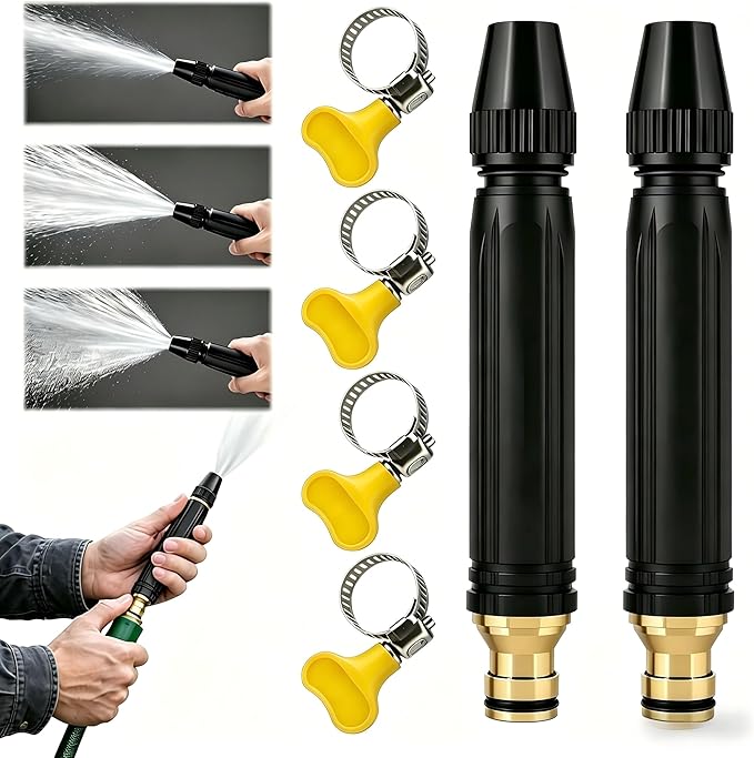 Home High-Pressure Car Washer Gun with Booster Nozzle,High Pressure Hose Nozzle,360° Adjustable Hose Nozzle,for Watering Plants and Vegetables, and Car Washing(Black)