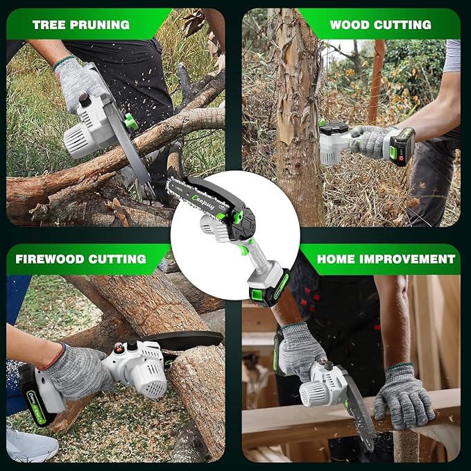 CEEPUY Mini Chainsaw Cordless, Gifts for Men Dad Father Husband Gardener, Cool Gadgets for Men, 6 Inch Portable Electric Chain Saw, Small Handheld Security Lock Trees Branches Trimming, Wood Cutting