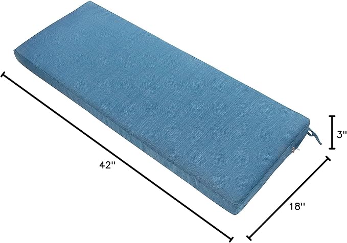 FUNHOME Outdoor Bench Cushion Cover 42 x18 x 3 inch,Water Resistant Cover with Zipper&Ties,Fade-Resistant Slipcover,Patio Porch Swing Cushion Cover Replacement Only,No Insert(Light Blue)