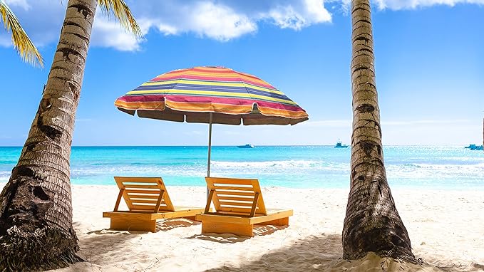 UNIWARE Beach Umbrella Portable SPF50+ Protection Sunshade Umbrella with Carry Bag, Push Button, Outdoor/Patio/Garden/Beach