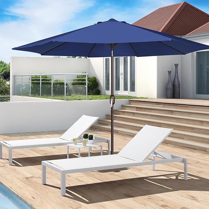 Blissun 10FT Outdoor Patio Umbrella, Outdoor Table Umbrella, Yard Umbrella, Market Umbrella with 8 Sturdy Ribs, Push Button Tilt and Crank