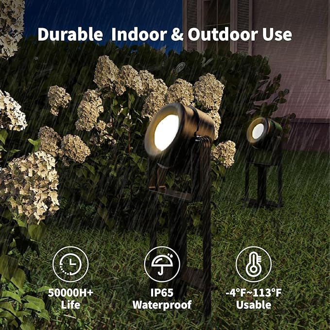 HISTAR Low Voltage Landscape Lighting with Bluetooth App Control & Remote, Outdoor Spot Lights for Fence Tree Pathway Lawn Decor, IP65 Waterproof All-in-One Permanent Outdoor Lights(4pack-RGBW)