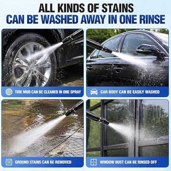 Home High-Pressure Car Wash Water Gun with Booster Nozzle, Home High-Pressure Car Wash Water Gun with Booster Nozzle and Hose, for Watering Plants and Vegetables, and Car Washing (2PCS)