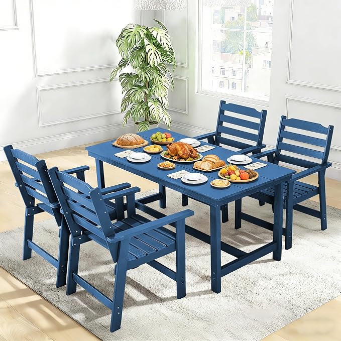 FUNBERRY Outdoor Dining Chairs Set of 2, HDPE Patio Chairs for Outside | Wood-Grain, HDPE All Weather, No Rot or Rust or Crack, UV Fade Shield, 330LBS Weight Capacity, Easy-Clean for Outside