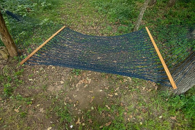 East Wind Rope Hammock, 12ft Length x 5ft Width, Large, Weather-Resistant (Navy)