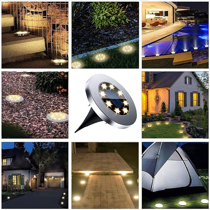 4.6 Inch Diameter Solar Ground Lights, Waterproof Solar Garden Lights, Outdoor Garden Waterproof Bright in-Ground Light, Landscape Lighting for Pathway,Yard,Lawn,Patio,Walkway (16 Pack Warm Light)