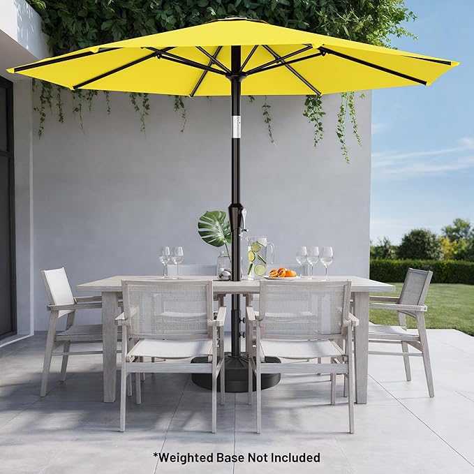 AreShark 10 FT Outdoor Patio Umbrella, Patio Table Umbrella with Push Button Tilt and Crank, Outdoor Patio Umbrellas with 8 Fiberglass Ribs, Patio Umbrellas for Market, Garden, Pool (Yellow)