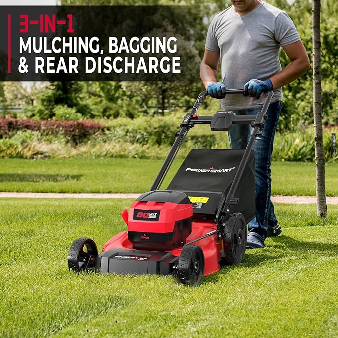 Powersmart 80V 21" Brushless Cordless Lawn Mower (Push) Battery Lawn Mower with 6.0Ah Battery and Charger 2026 Version