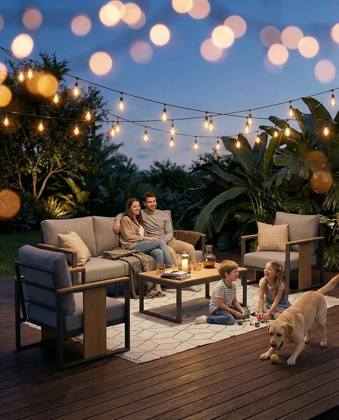 ZANDOR Outdoor Aluminum Patio Furniture 3-Seat Sofa All-Weather Outdoor Patio Sofa with Washable Thick Cushions, Patio Sectional Furniture for Porch, Balcony, Deck, Backyard