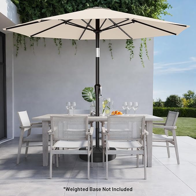 AreShark 10 FT Outdoor Patio Umbrella, Patio Table Umbrella with Push Button Tilt and Crank, Outdoor Patio Umbrellas with 8 Fiberglass Ribs, Patio Umbrellas for Market, Garden, Pool (Cream White)