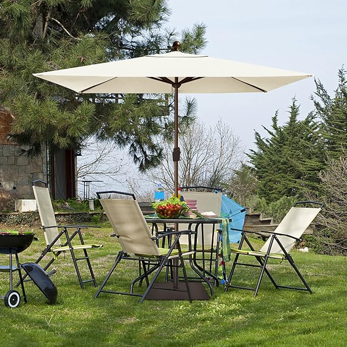 EliteShade USA 10-Year-Non-Fading 6.5x10Ft Rectangular Market Patio Umbrella, UPF 50+ UV Protection Performance Sun Umbrella, Heavy Duty Commercial Grade Outdoor Table Umbrella with Crank, Windproof Vented Top for Garden, Pool, Deck and Outdoor Playset...