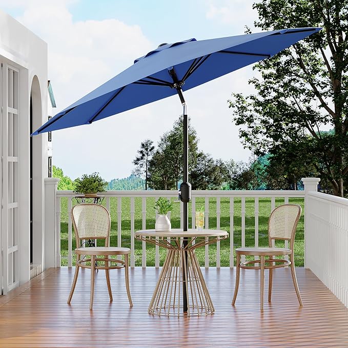 10Ft Patio Umbrella - 8 Sturdy Ribs Outdoor Table Umbrella with Crank Lift & Push Button Tilt - Market Umbrella for Pool, Deck, Yard, Garden - Turquoise