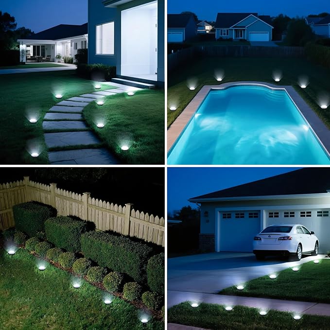 vighep Mini Solar Ground Lights, 12 Pack Solar Lights Outdoor Waterproof, Upgraded LED Flat Landscape Lighting for Outside Pathway Garden Patio Yard Driveway,Cold White