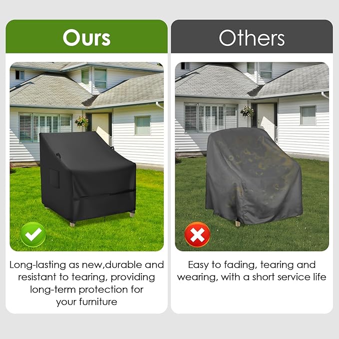 Outdoor Patio Adirondack Chair Covers 2 Pack, Waterproof Heavy Duty Lawn Chairs Cover for Outdoor Furniture, Patio Rocking Swivel Chair Covers, 29" L x 30" W x 30" H
