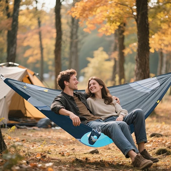 Cartoon Cute Blue-Gray Spaceship 330lb Capacity Outdoor Hammocks with Tree Straps Swing Hammock for Outside Patio Backyard Poolside hamacas para adultos 2 Personas