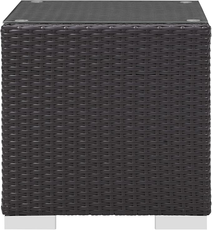 Modway Convene Wicker Rattan Outdoor Patio Side Table in Espresso