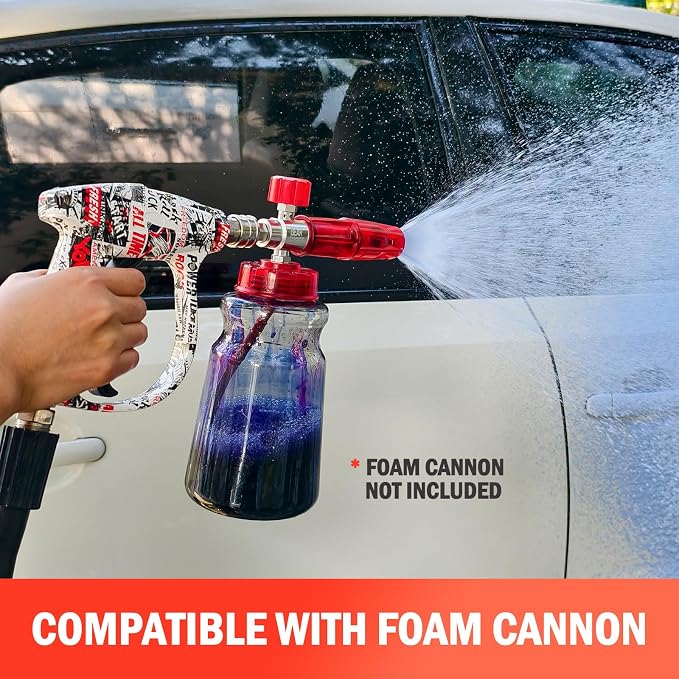 Bear Force High Pressure Washer Gun 3000 PSI Max, Power Washer Short Gun M22-ID14mm with 1/4“ Quick Connector, Car Wash, Car Cleaning, Car Care Detailing