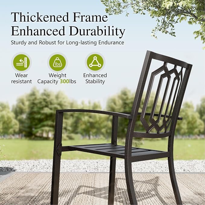 Sophia & William Patio Table and Chairs Set, Outdoor Dining Set for 8, 9 Piece Metal Patio Furniture, 57.5" Square Table with Wood-Like Tabletop(Geometry)