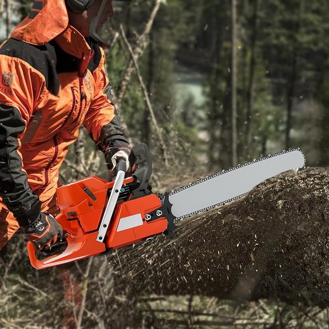 71CC Gas Chainsaw 3.9KW Petrol Chainsaw For Cutting Wood 28In Chainsaw Set Suitable For Forest Timber Garden And Farm Cutting Use